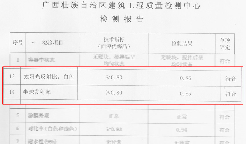 广西太空隔热防晒涂料检测报告